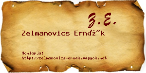 Zelmanovics Ernák névjegykártya